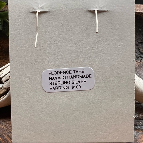 925 Sterling Silver Dangle Earrings by Florence Tahe – Navajo Handmade - Picture 4 of 5